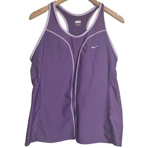 👉 Nike Dri-FIT Racerback Tank Top XXL Purple Built-in Bra Pockets Activewear